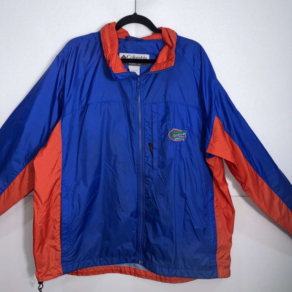 Columbia Florida Gators Men XL Blue Orange Packable Windbreaker Jacket NCAA